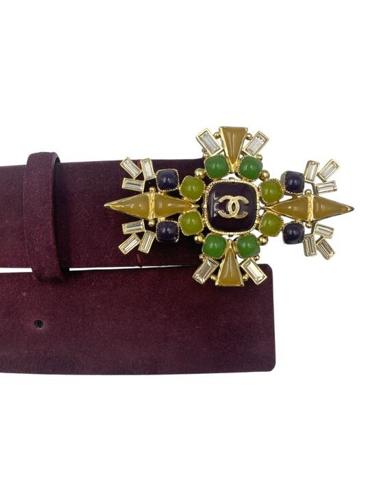 Chanel Gripoix Belt CC Logo Suede Purple main image 6